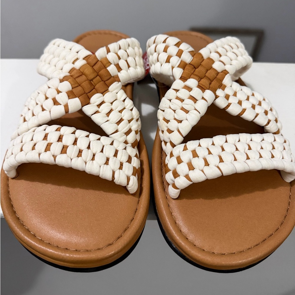 Free People Edgewater Tan Woven Slide Sandals-Boho Slip-On - Size 7, 7.5 & 8-NWT - Picture 13 of 14